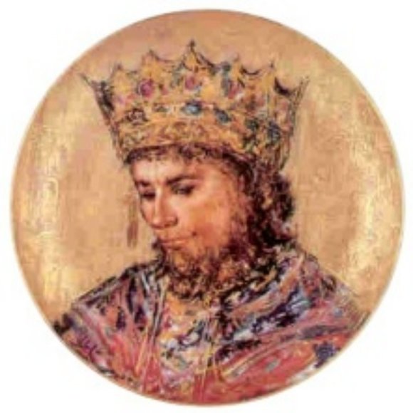 David The King plate 10" Kaiser W. Germany Edna Hibel 1982 24 kt gold overlay - Picture 1 of 1